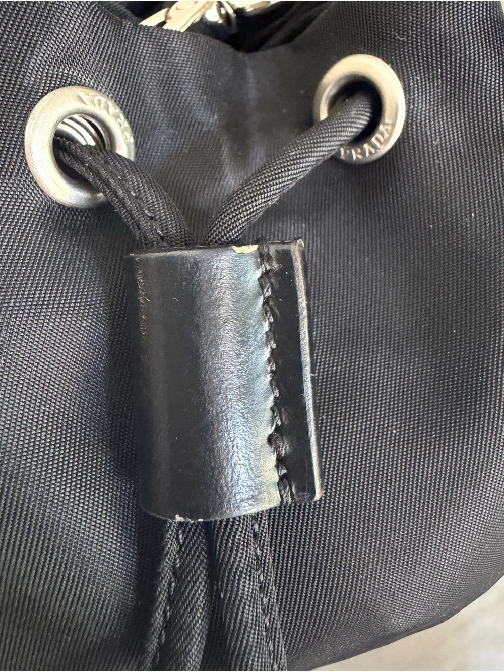 Vintage PRADA Black Nylon Pouch Drawstring Crossbody Bag - Picture 11 of 11